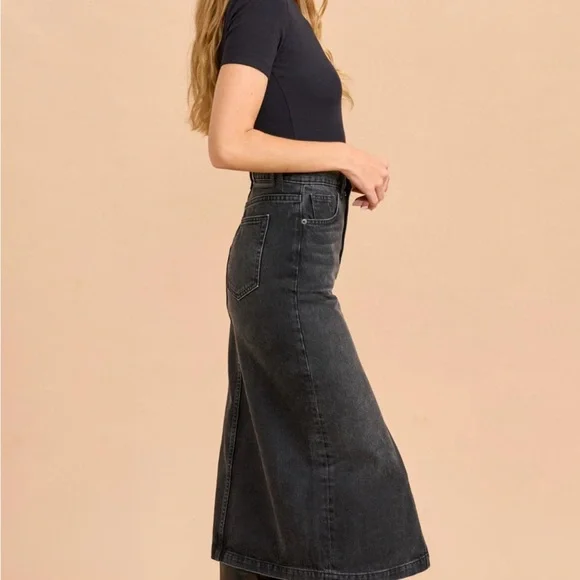 NWOT La Ligne Kate Skirt, high waist black denim, size 29 - Picture 2 of 6